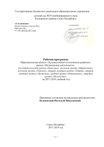 Рабочая программа по музыкальному воспитанию в детском саду