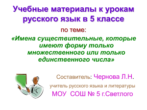 Имена существительные: ед. и мн. число, 5 класс