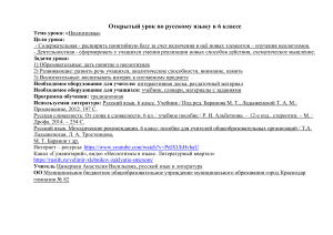 Неологизмы: план урока русского языка, 6 класс