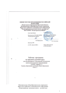 Рабочая программа по ручному труду для детей с ОВЗ
