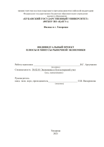 Плюсы и минусы рыночной экономики: Индивидуальный проект