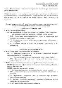 Сестринский процесс: организация ухода за пациентом