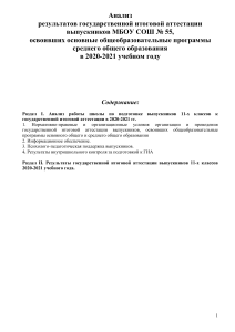 Анализ ГИА 2021: МБОУ СОШ № 55