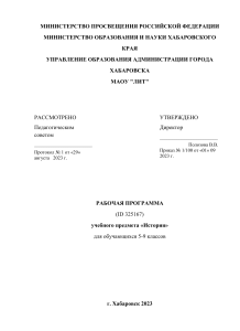Рабочая программа по истории 5-9 класс