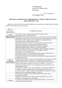 Программа ЗОЖ в КГМУ 2009-2013