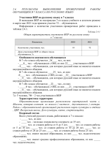 ВПР Русский язык 7 класс: Анализ результатов