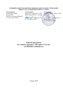 Рабочая программа по истории 5-9 класс