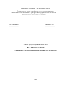 Психология общения: Рабочая программа для экономистов