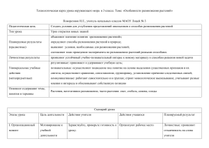 Технологическая карта урока: Размножение растений, 3 класс
