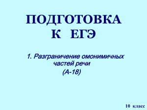 Омонимичные части речи: подготовка к ЕГЭ (А-18)