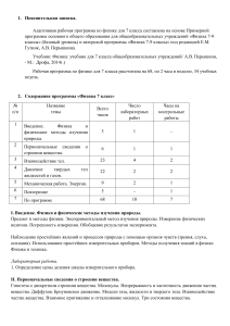 Рабочая программа по физике 7 класс (Перышкин)