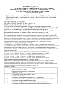 Публичный доклад детского сада №88 г. Ярославль 2014-2015