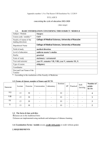 Syllabus: Surgery Course - University of Rzeszów