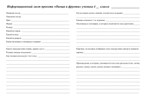 Проект: Овощи и фрукты. Информационный лист для 4 класса