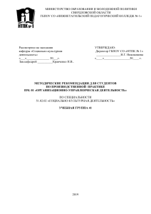 Методические рекомендации по практике: Социально-культурная деятельность