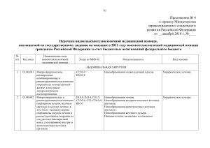 Список видов ВМП 2011: хирургия, гинекология