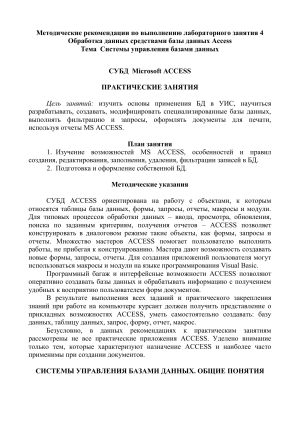 Access: Методические рекомендации по обработке данных