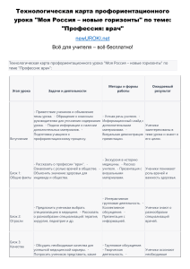 Технологическая карта урока: Профессия врача в России