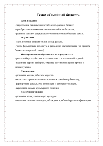 Семейный бюджет: Методическая разработка для занятия