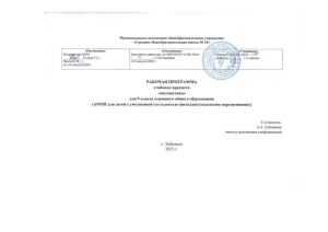 Рабочая программа по математике для 9 класса (ОВЗ)