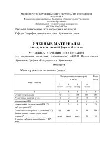 Методика обучения географии: учебные материалы