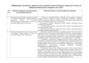 Решения комитета Омского горсовета по бюджету