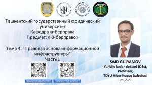 Правовая основа информационной инфраструктуры: Презентация