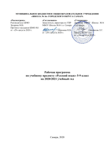 Рабочая программа Русский язык 5-9 класс