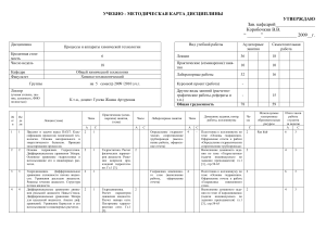 ПАХТ: Учебно-методическая карта дисциплины