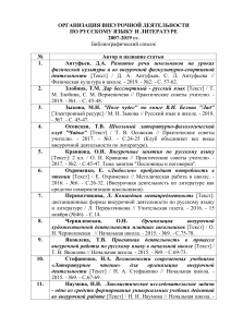 Внеурочная деятельность по русскому языку и литературе: библиография