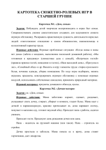 Картотека сюжетно-ролевых игр в старшей группе