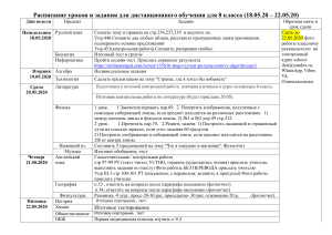 Расписание 8 класса (дистанционное обучение)