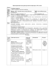 План урока: "Мысль семейная" в русской литературе, 10 класс