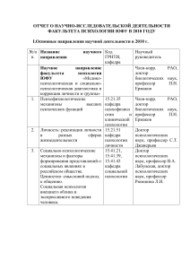 Отчет о научной деятельности факультета психологии ЮФУ
