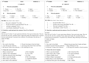 5th Form English Test - Module 2