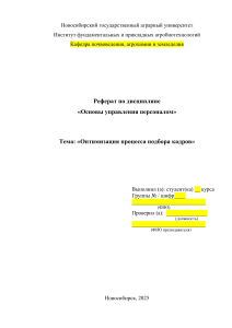Оптимизация подбора кадров: реферат