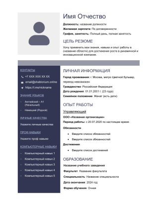 Шаблон резюме: Заполните и создайте профессиональное резюме