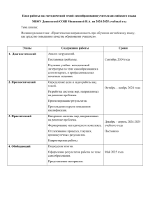 План самообразования учителя английского языка на 2024-2025