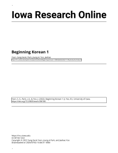 Beginning Korean 1 - Sang-Seok Yoon