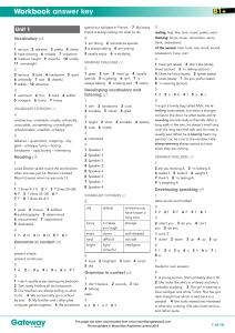 B1+ English Workbook Answer Key - Unit 1