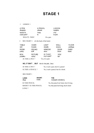 English Language Course: Stage 1 - Basic Vocabulary &amp; Grammar (Polish)