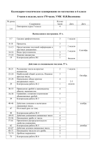 Календарно-тематическое планирование по математике 6 класс Виленкин