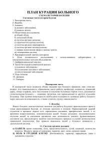 План курации больного: Схема истории болезни