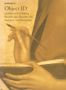 Introduction to Object ID: Guidelines for Documenting Art & Antiquities