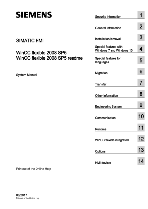 SIMATIC HMI WinCC flexible 2008 SP5 Readme System Manual (08/2017)