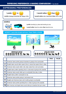 English Grammar Worksheet: Expressing Preferences & Making Comparisons