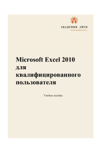 Microsoft Excel 2010: Учебное пособие для квалифицированных пользователей