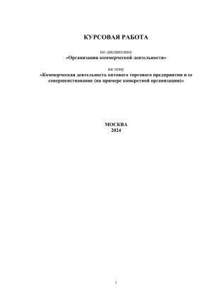 Совершенствование коммерческой деятельности оптового предприятия ООО &laquo;МИТ&raquo;