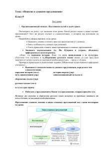 Сложное предложение: урок русского языка в 9 классе