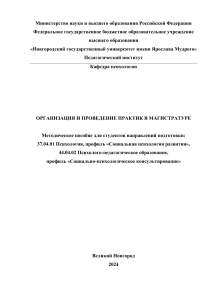 Методическое пособие: Практики в магистратуре (Психология, Психолого-педагогическое)
